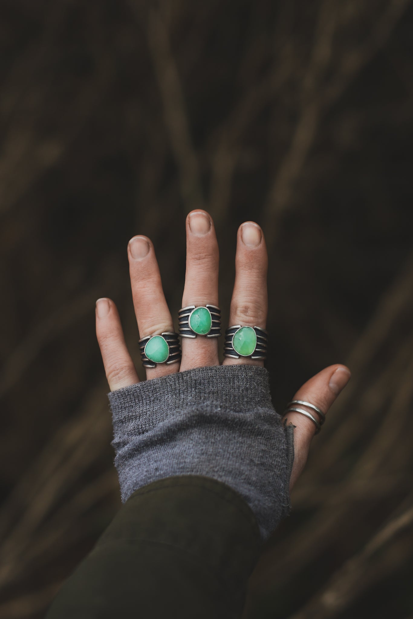 Chevron Ring - Chrysoprase - N / 6.75