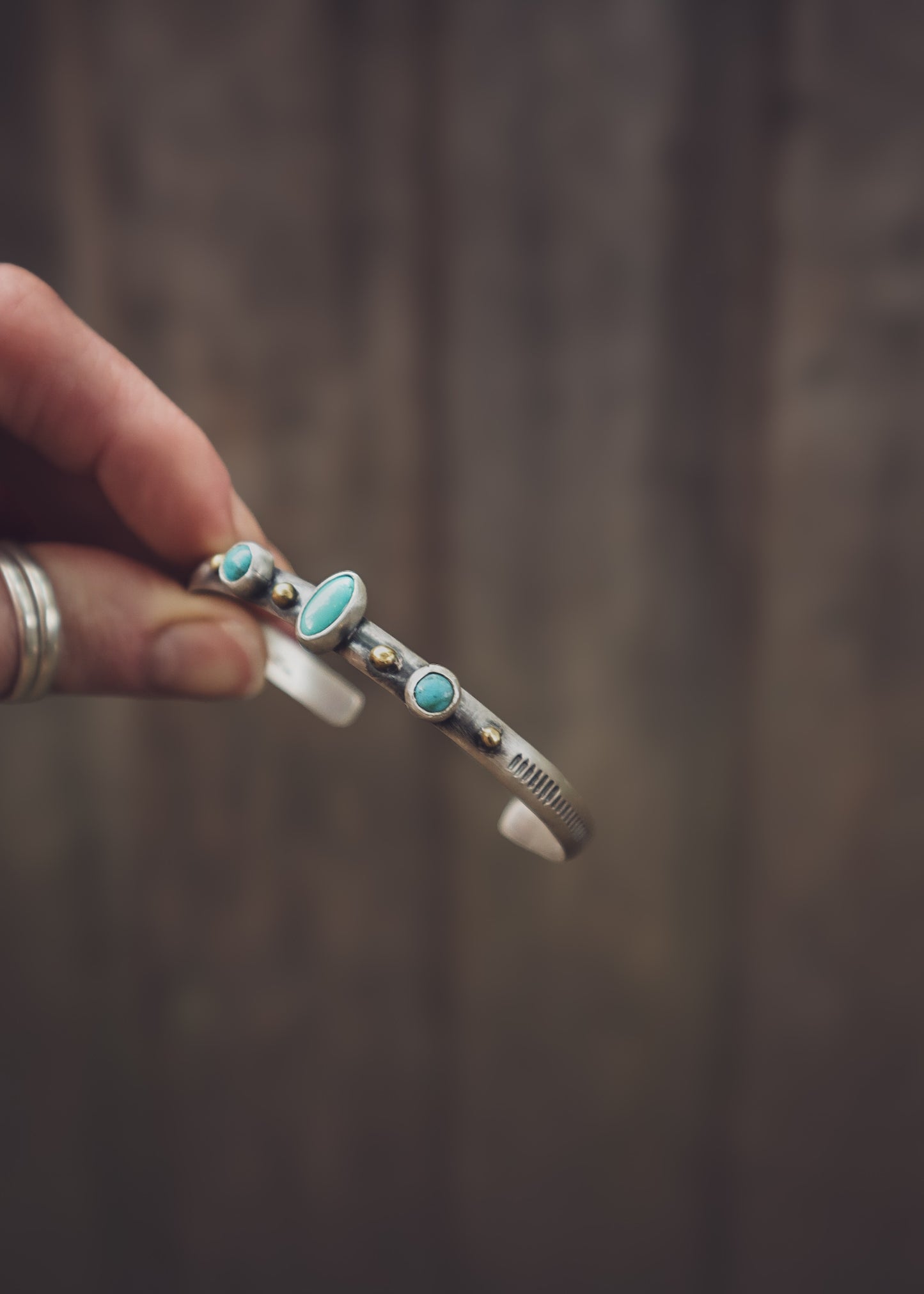 Mixed Metal Turquoise Cuff
