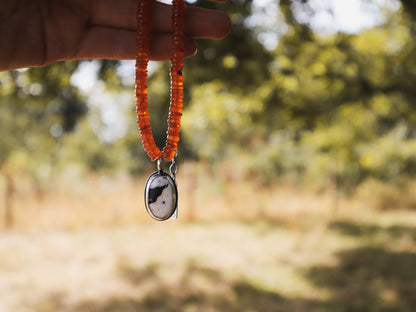 Hopi Necklace - White Buffalo + Carnelian