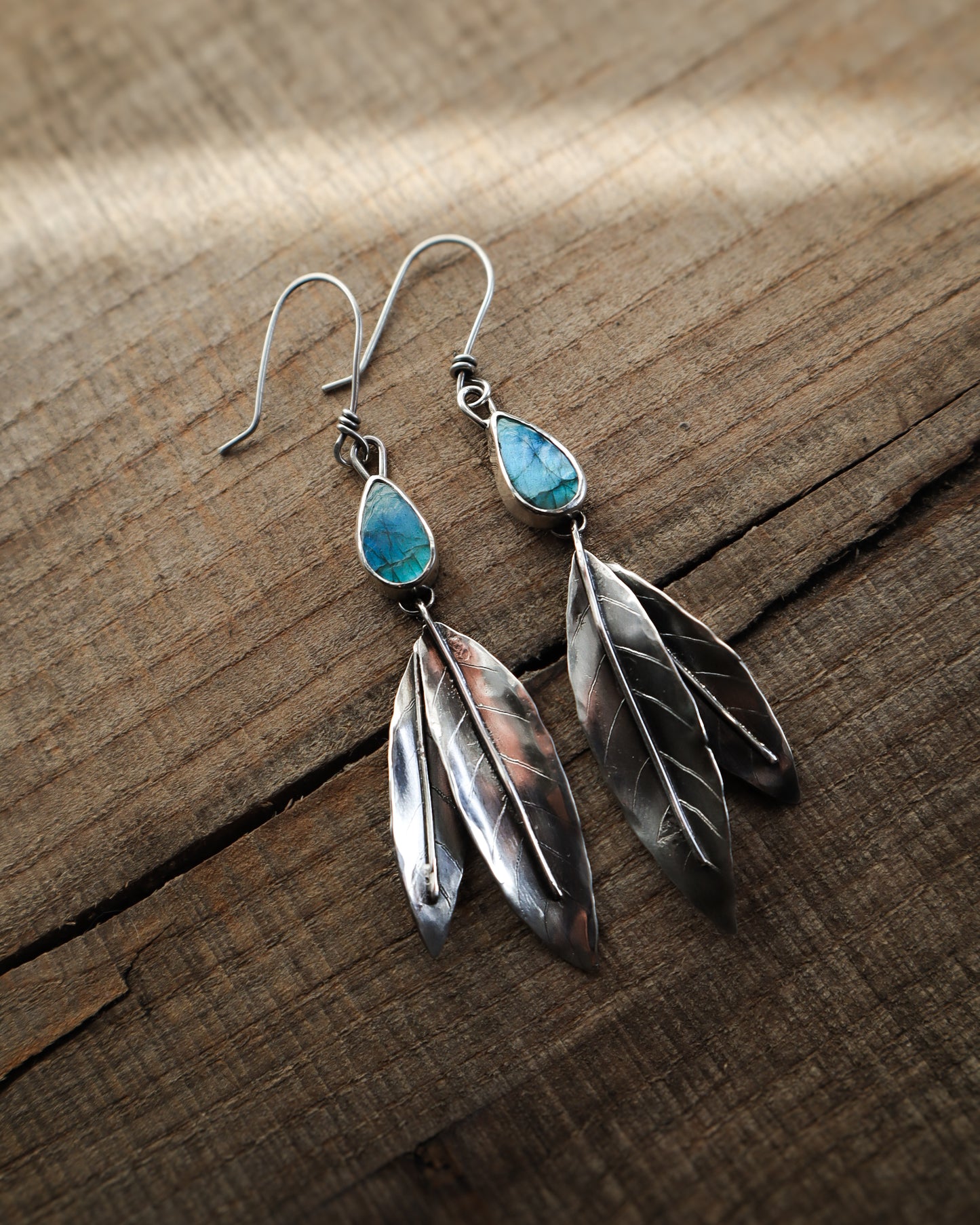 Labradorite Willow Leaf Earrings