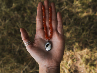 Hopi Necklace - White Buffalo + Carnelian