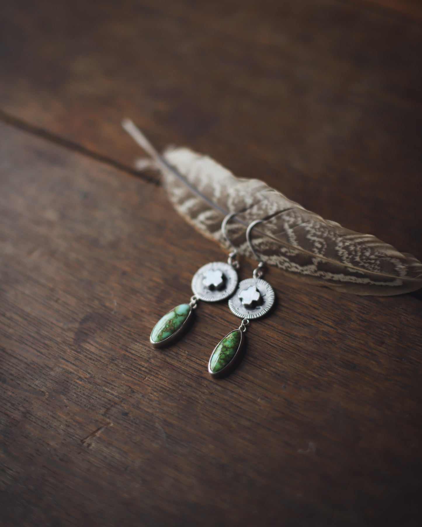 Earth & Ether Earrings - Mother of Pearl & Verde Valley