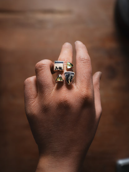 Komorebi Ring - Dendritic Agate, Green Amethyst + Gold - P-R / 7.5-8.5