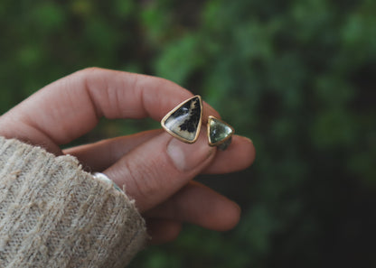Komorebi Ring - Dendritic Agate, Green Amethyst + Gold - P-R / 7.5-8.5