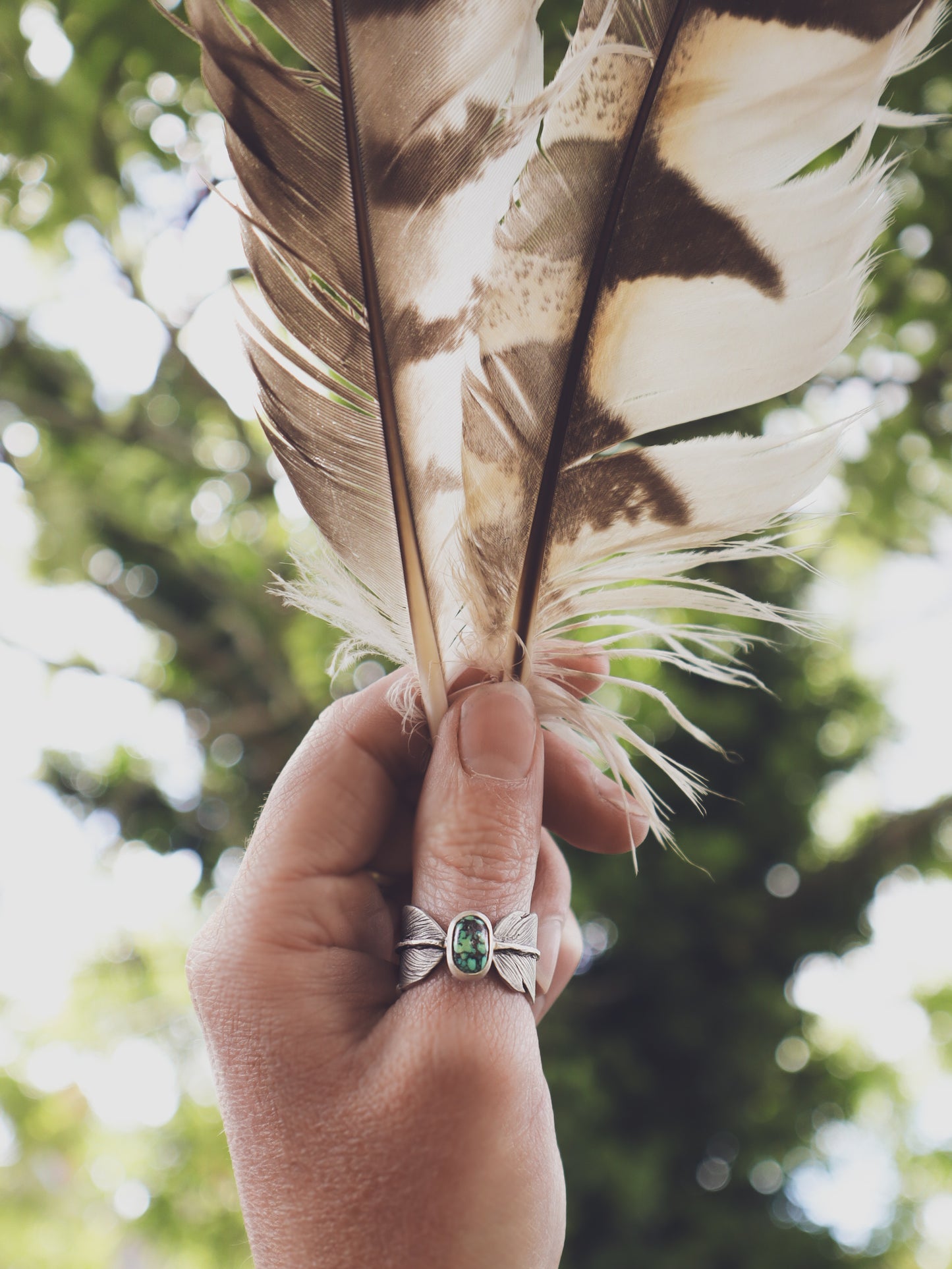Bamboo Mountain Feather Band Ring - Q / 8