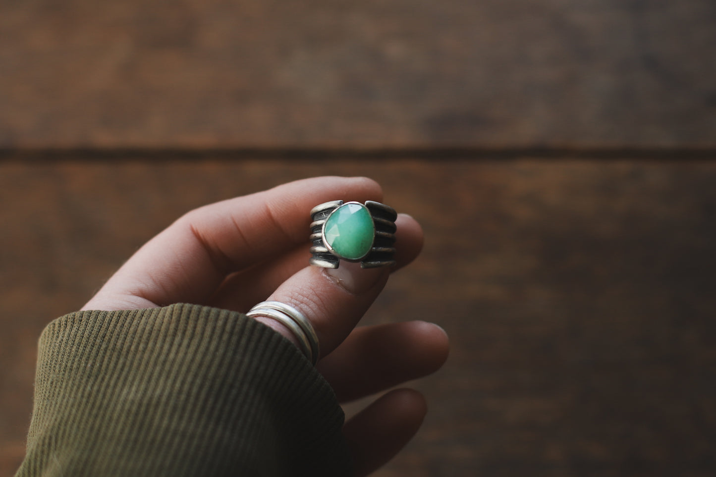 Chevron Ring - Chrysoprase - N / 6.75