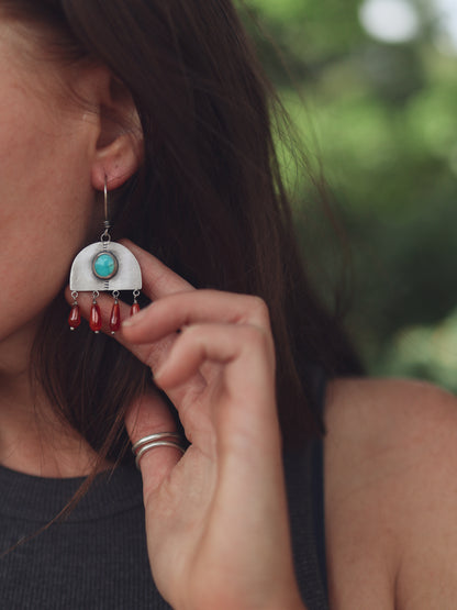 Ebb + Flow Earrings - Kingman + Carnelian