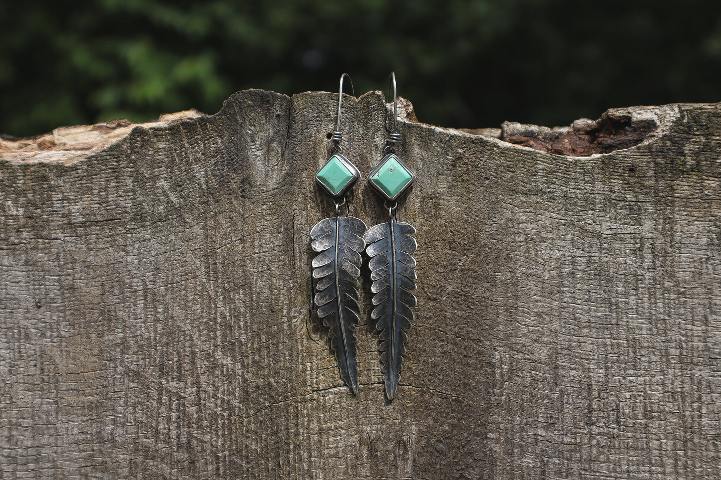 Fern Earrings with Broken Arrow Variscite