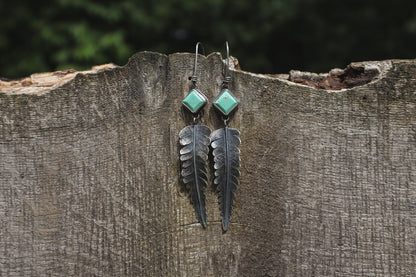 Fern Earrings with Broken Arrow Variscite