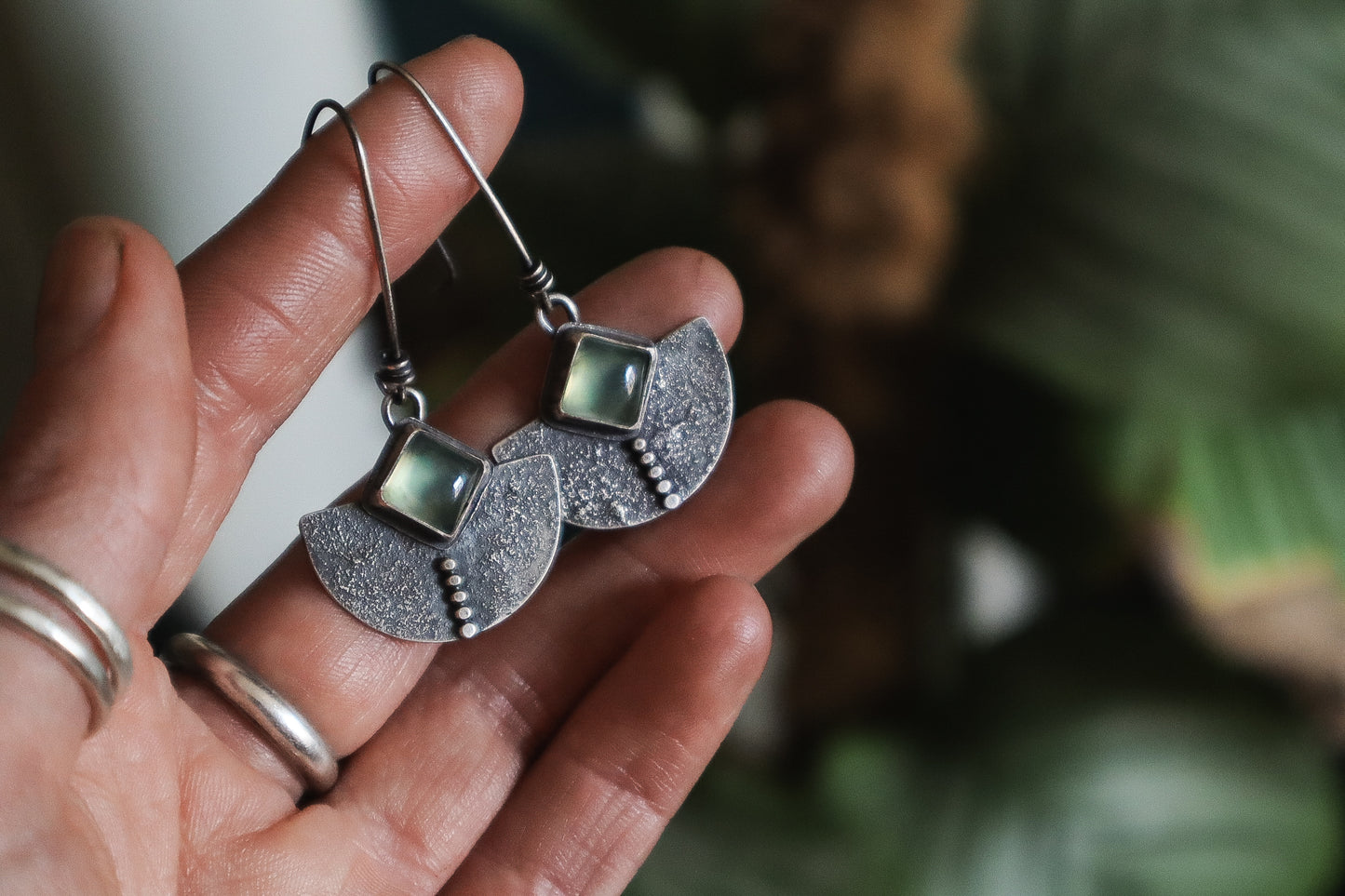 Dusk Dweller Earrings - Prehnite