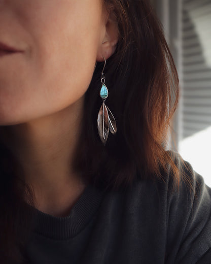 Labradorite Willow Leaf Earrings