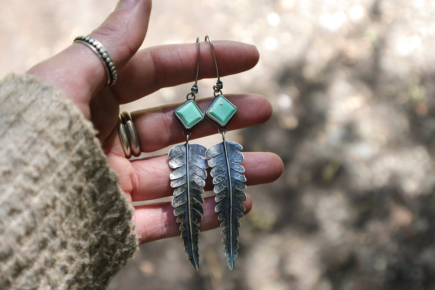 Fern Earrings with Broken Arrow Variscite