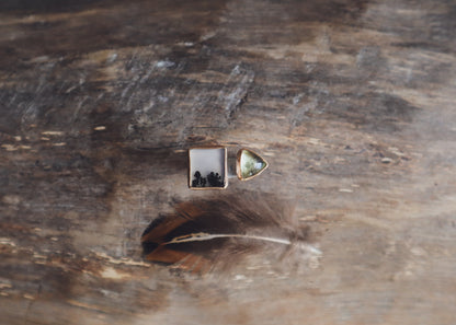 Komorebi Ring - Dendritic Agate, Green Amethyst + Gold - L 1/2-N 1/2 / 5.75-6.75