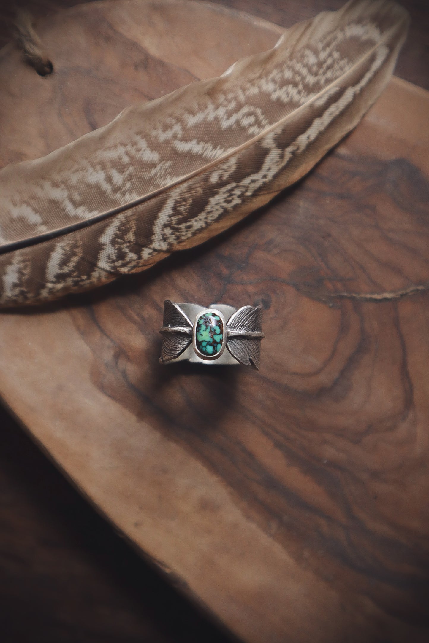 Bamboo Mountain Feather Band Ring - Q / 8