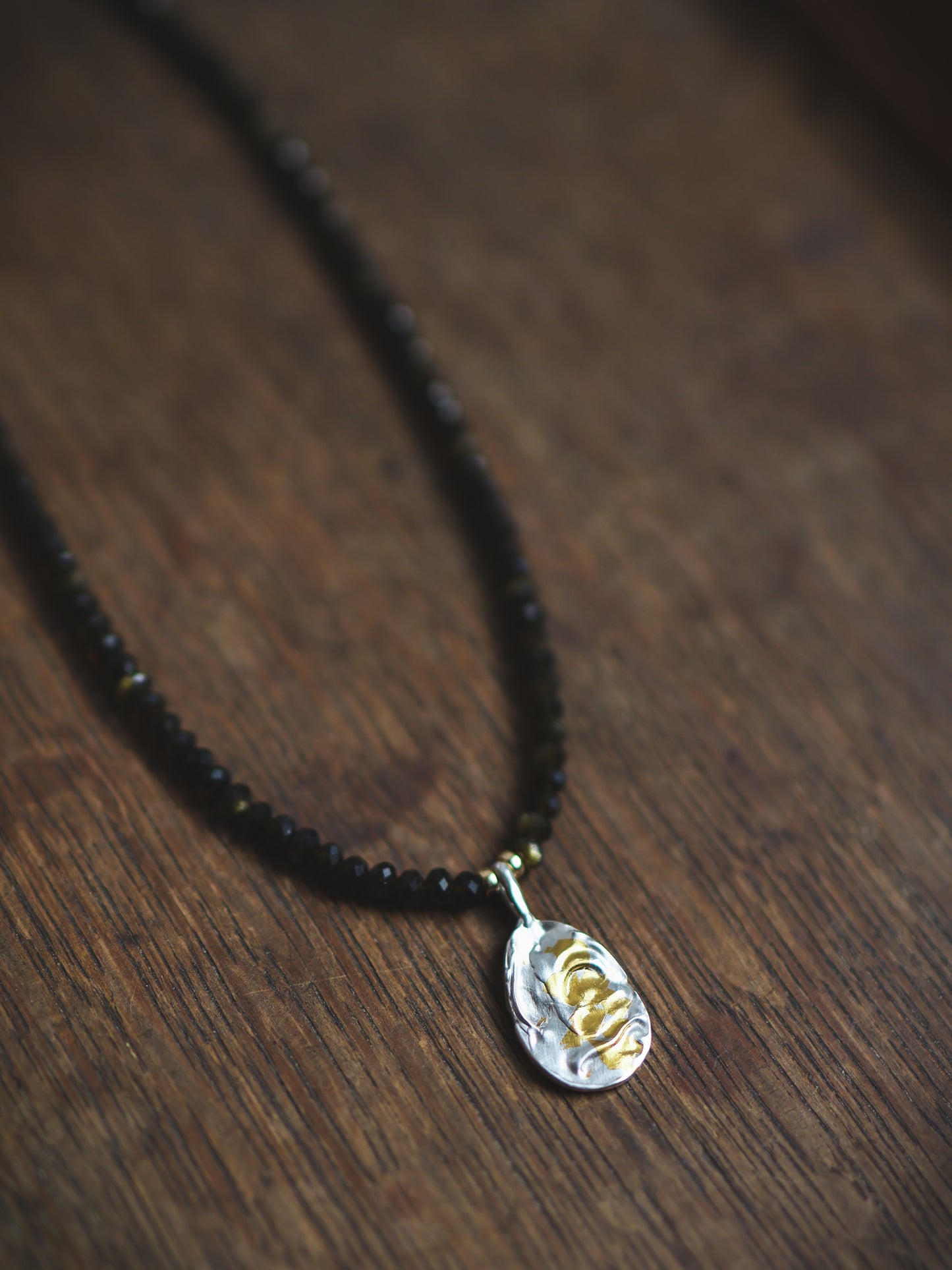 **RESERVED FOR MIA** River Relic Necklace - Golden Obsidian + 24ct Gold