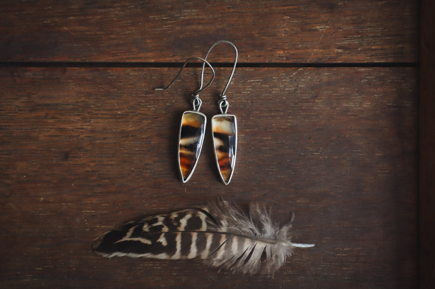 Smoke & Dust Drop Earrings - Montana Agate