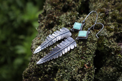 Fern Earrings with Broken Arrow Variscite