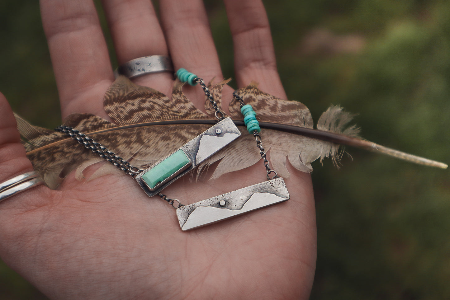 Mountain Seeker Bar Necklace #2 - Broken Arrow Variscite