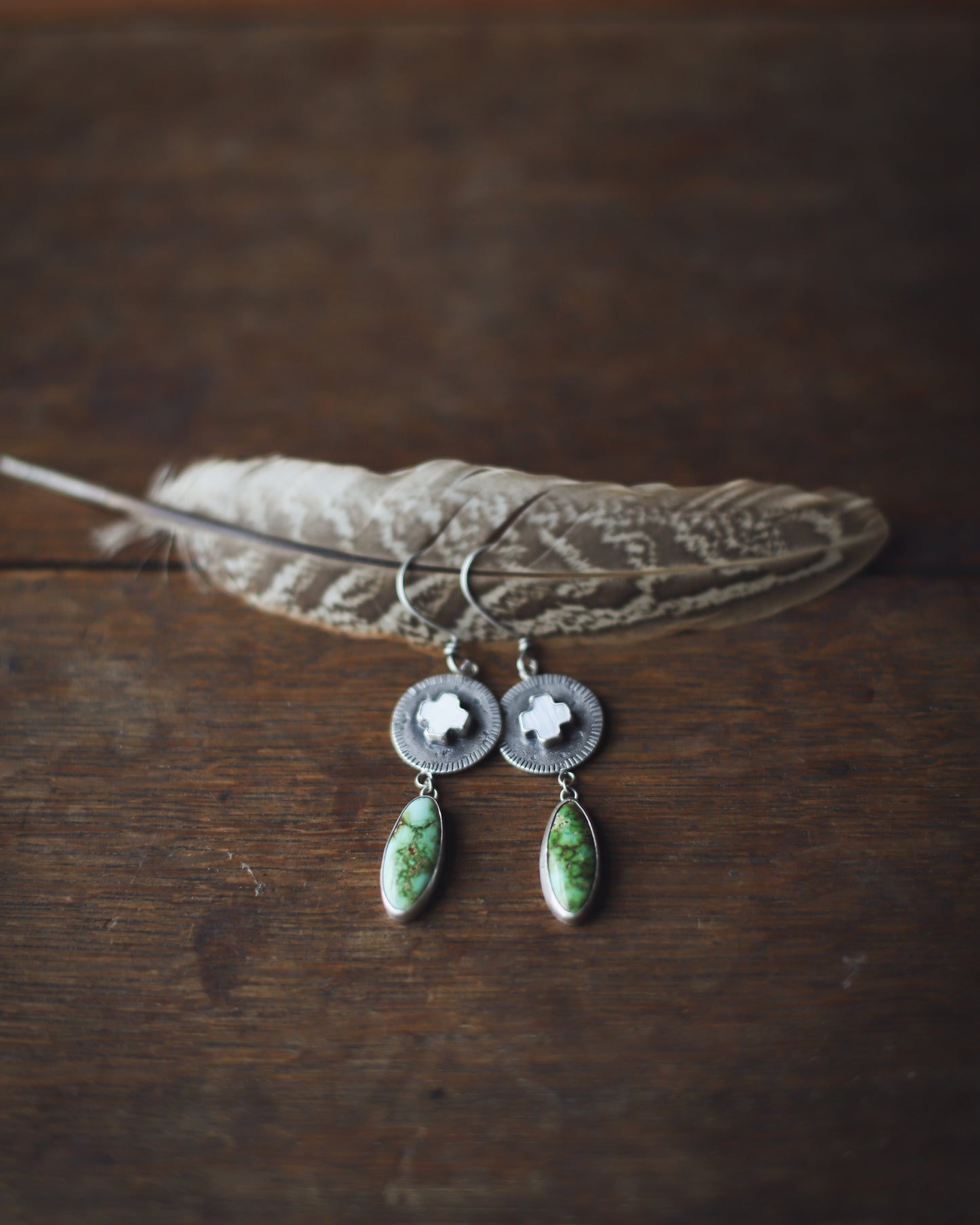 Earth & Ether Earrings - Mother of Pearl & Verde Valley