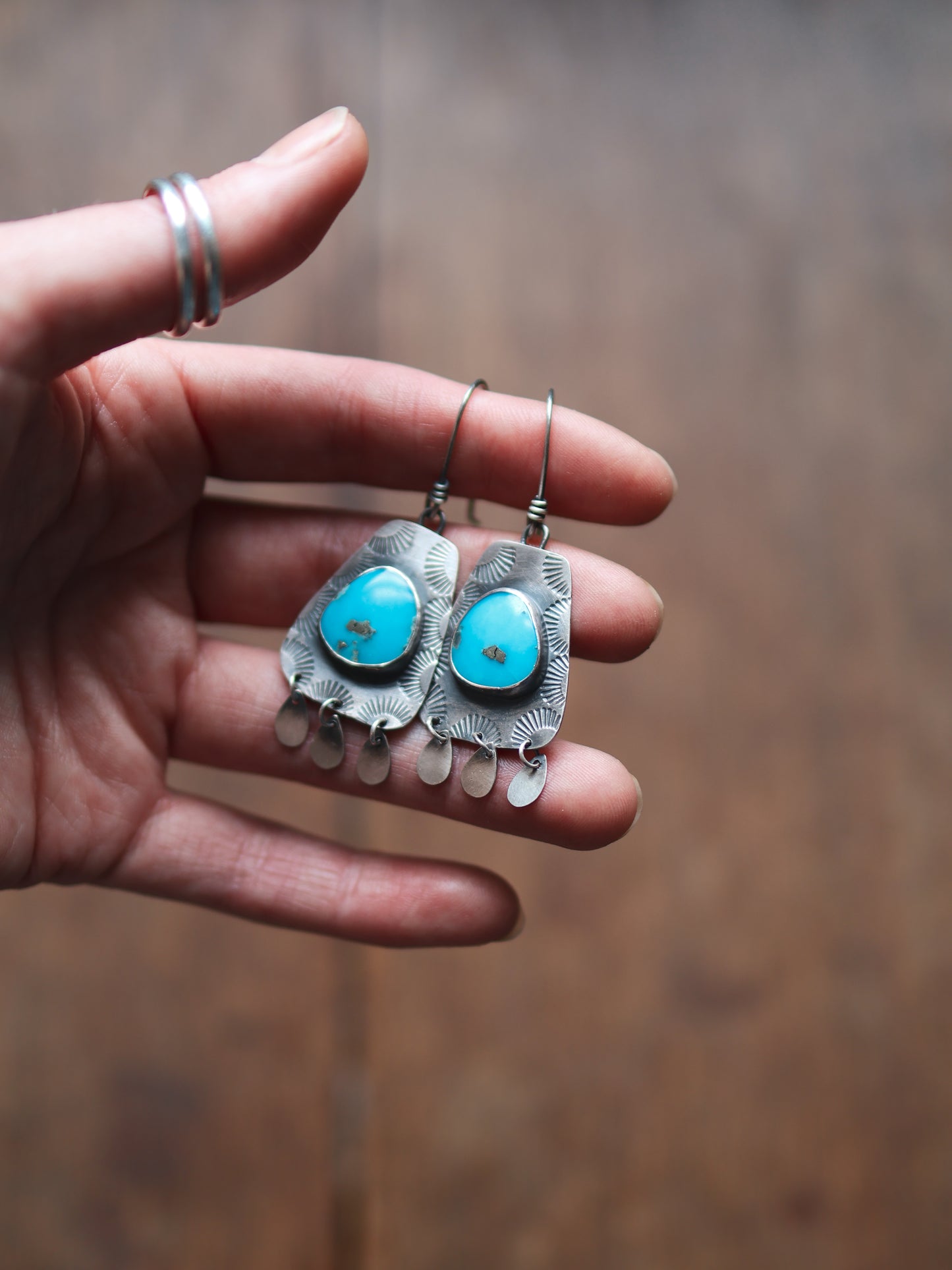 Dropper Shield Earrings - Turquoise