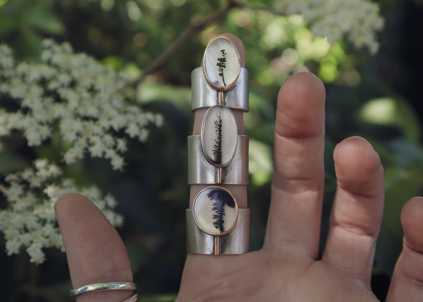 Komorebi Ring - Dendritic Agate + Gold - M 1/2 / 6.25