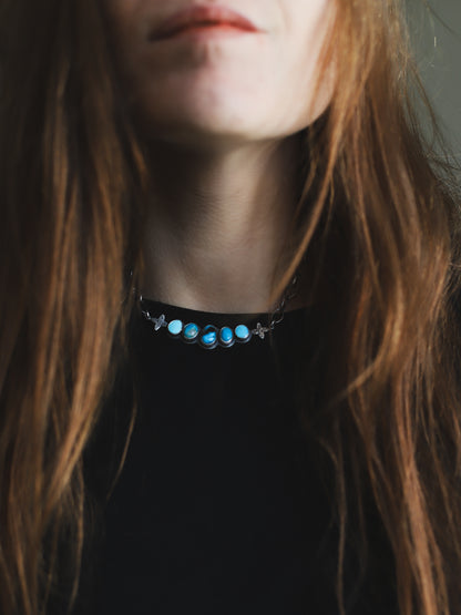 Ombre Multistone Choker - Mixed Sky Blue Turquoise