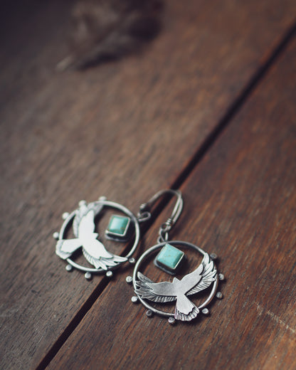 Built to Rise Hoops - Number 8 Turquoise
