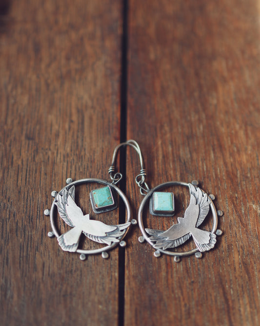 Built to Rise Hoops - Number 8 Turquoise