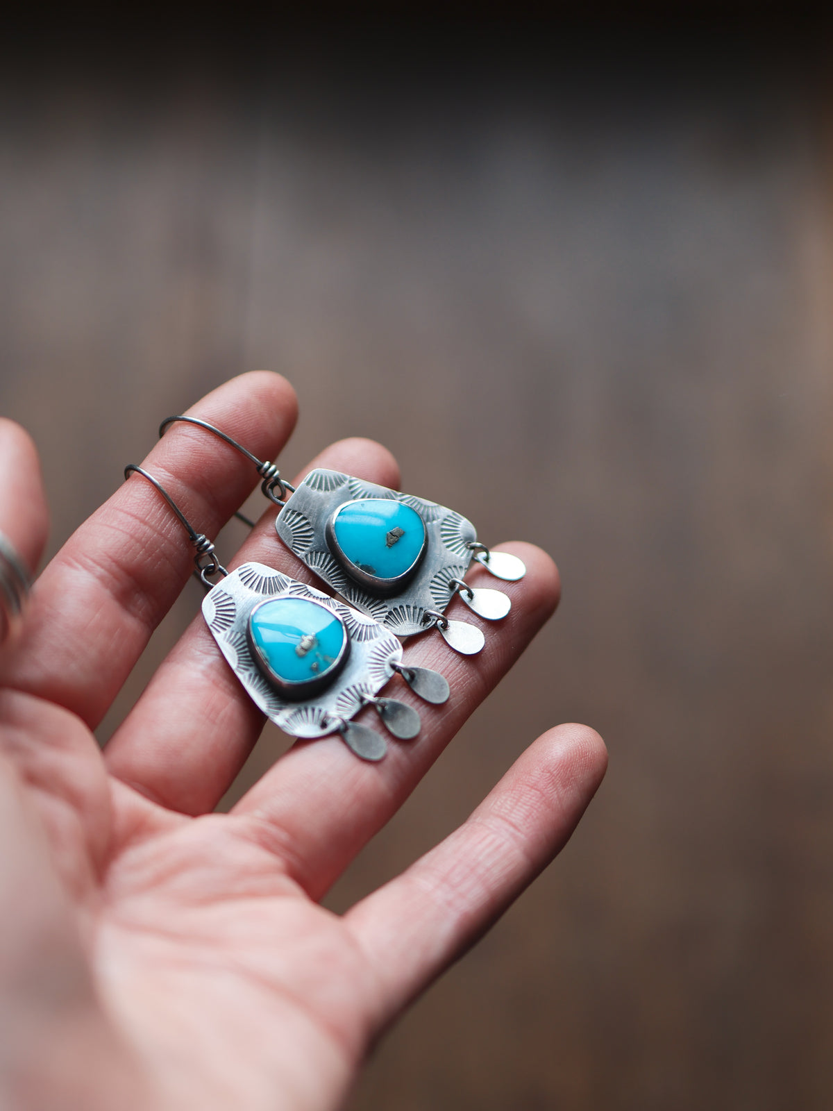 Dropper Shield Earrings - Turquoise