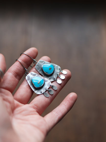 Dropper Shield Earrings - Turquoise