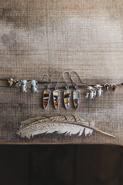 Smoke & Dust Post Earrings - Montana Agate