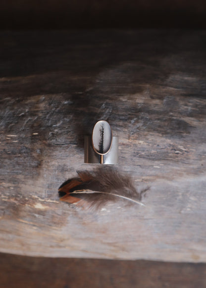 Komorebi Ring - Dendritic Agate + Gold - Q / 8