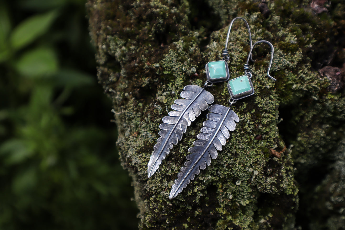 Fern Earrings with Broken Arrow Variscite